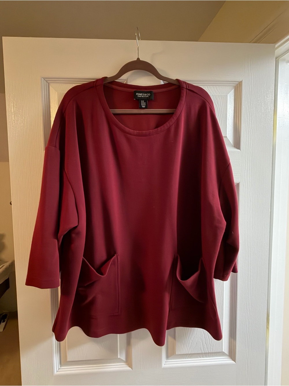 Jones New York Wine Scoop-Neck Pocket Tunic Sweater